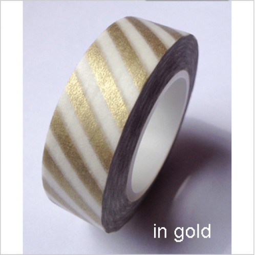 Masking Tape gold weiss Streifen diagonal Rolle 10mx15mm